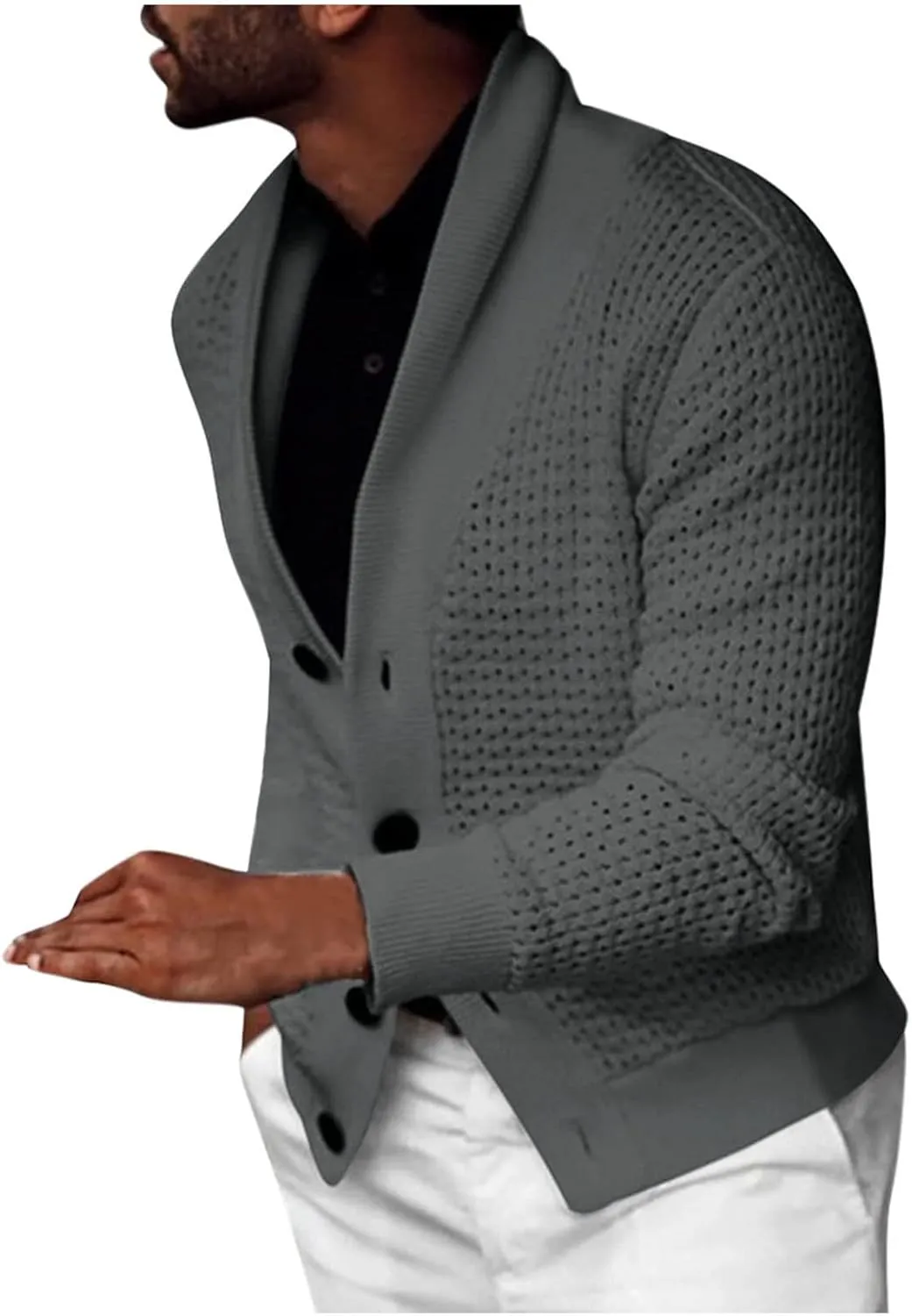 Cardigan Sweaters for Men Eyelet Sweater Lightweight Knit Sweaters Big and Tall Cardigan Casual Button Down Sweaters