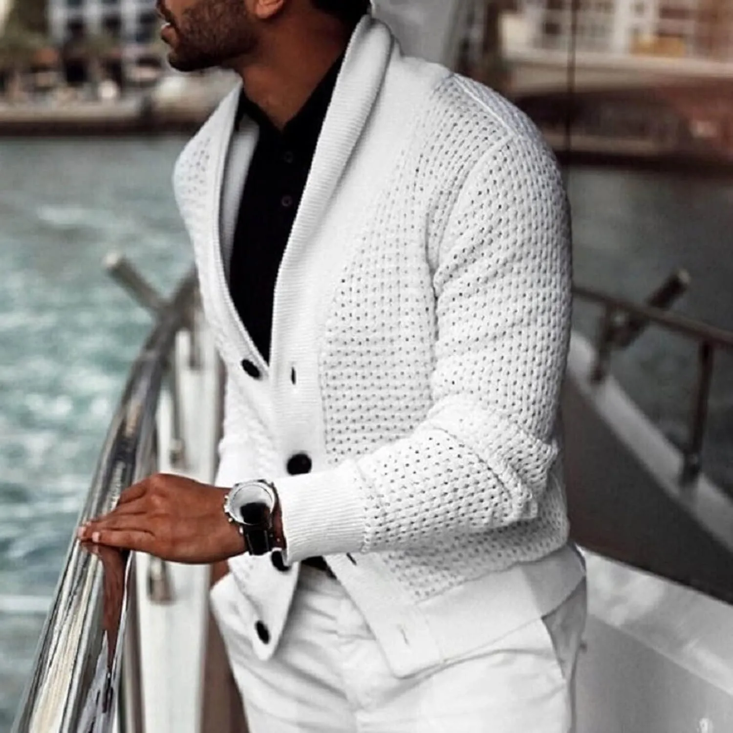 Cardigan Sweaters for Men Eyelet Sweater Lightweight Knit Sweaters Big and Tall Cardigan Casual Button Down Sweaters