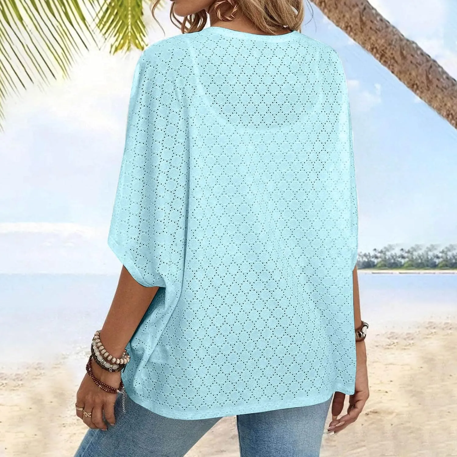 Cardigan Sweaters for Women Lightweight Crochet Cardigan 3/4 Sleeve Open Front Oversized Cardigans Sweaters