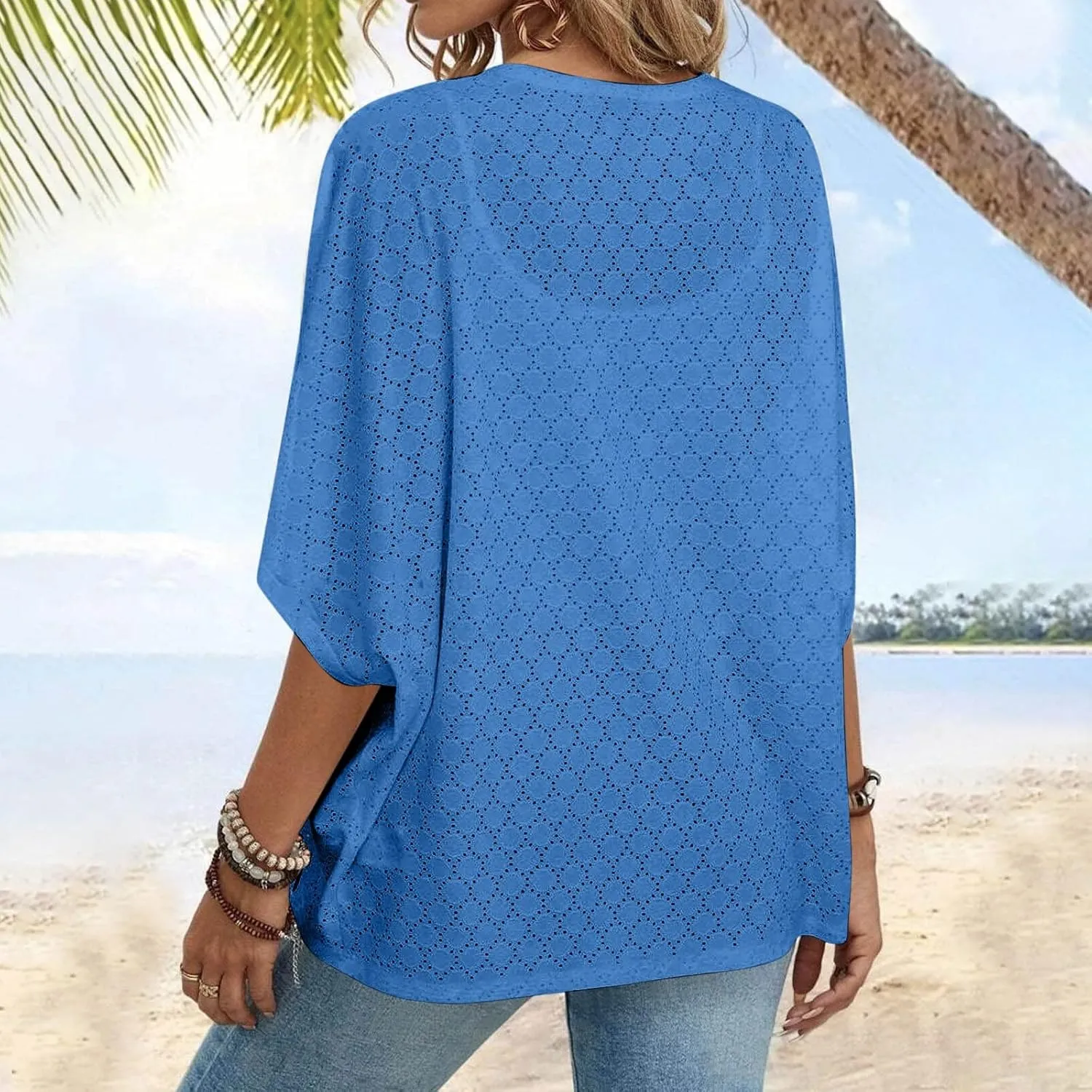 Cardigan Sweaters for Women Lightweight Crochet Cardigan 3/4 Sleeve Open Front Oversized Cardigans Sweaters
