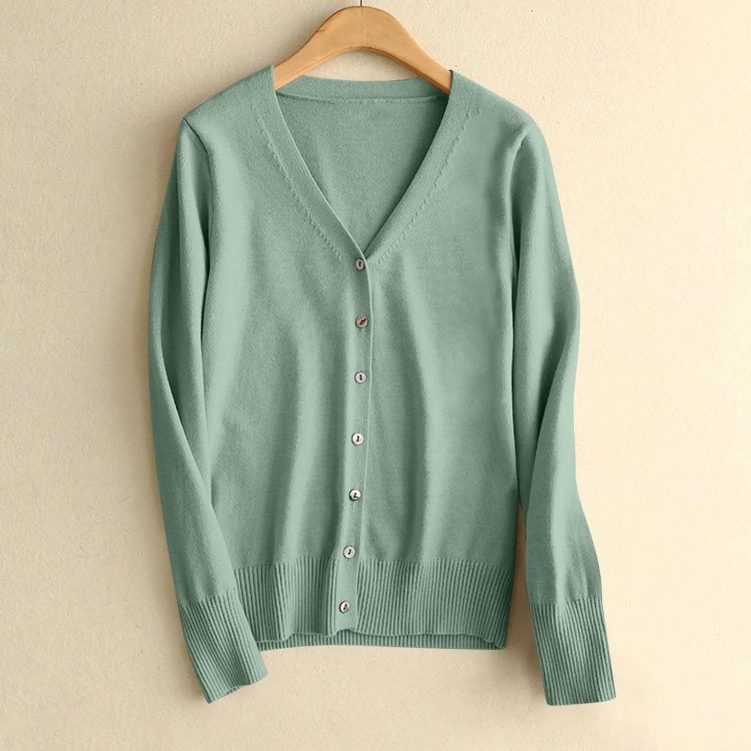 Cardigan Sweaters for Women Lightweight Long Sleeve Soft Solid Office Button up Sweaters Casual V Neck Sweaters