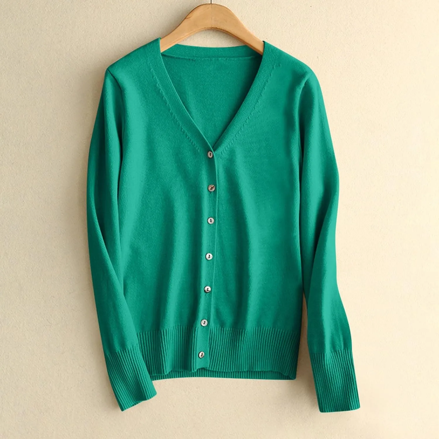 Cardigan Sweaters for Women Lightweight Long Sleeve Soft Solid Office Button up Sweaters Casual V Neck Sweaters