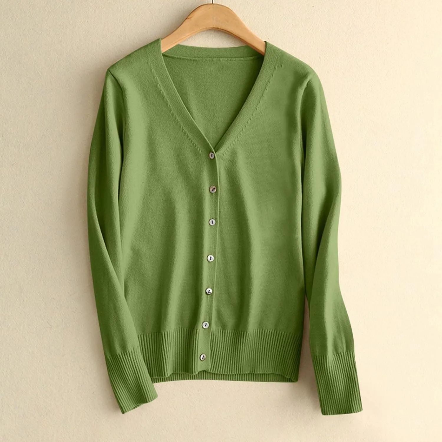 Cardigan Sweaters for Women Lightweight Long Sleeve Soft Solid Office Button up Sweaters Casual V Neck Sweaters