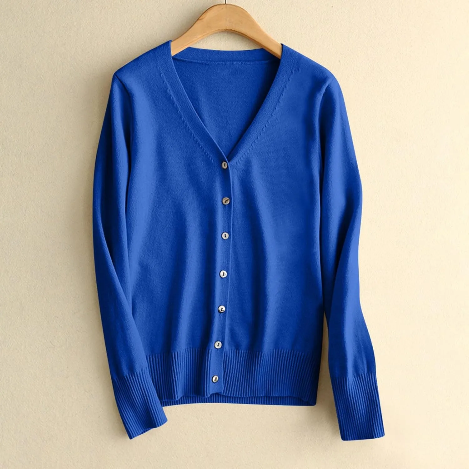 Cardigan Sweaters for Women Lightweight Long Sleeve Soft Solid Office Button up Sweaters Casual V Neck Sweaters