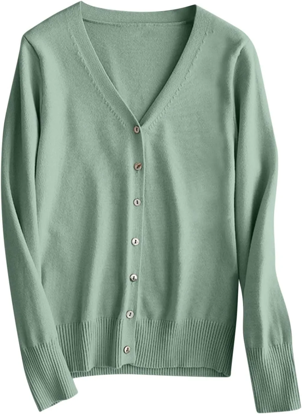 Cardigan Sweaters for Women Lightweight Long Sleeve Soft Solid Office Button up Sweaters Casual V Neck Sweaters
