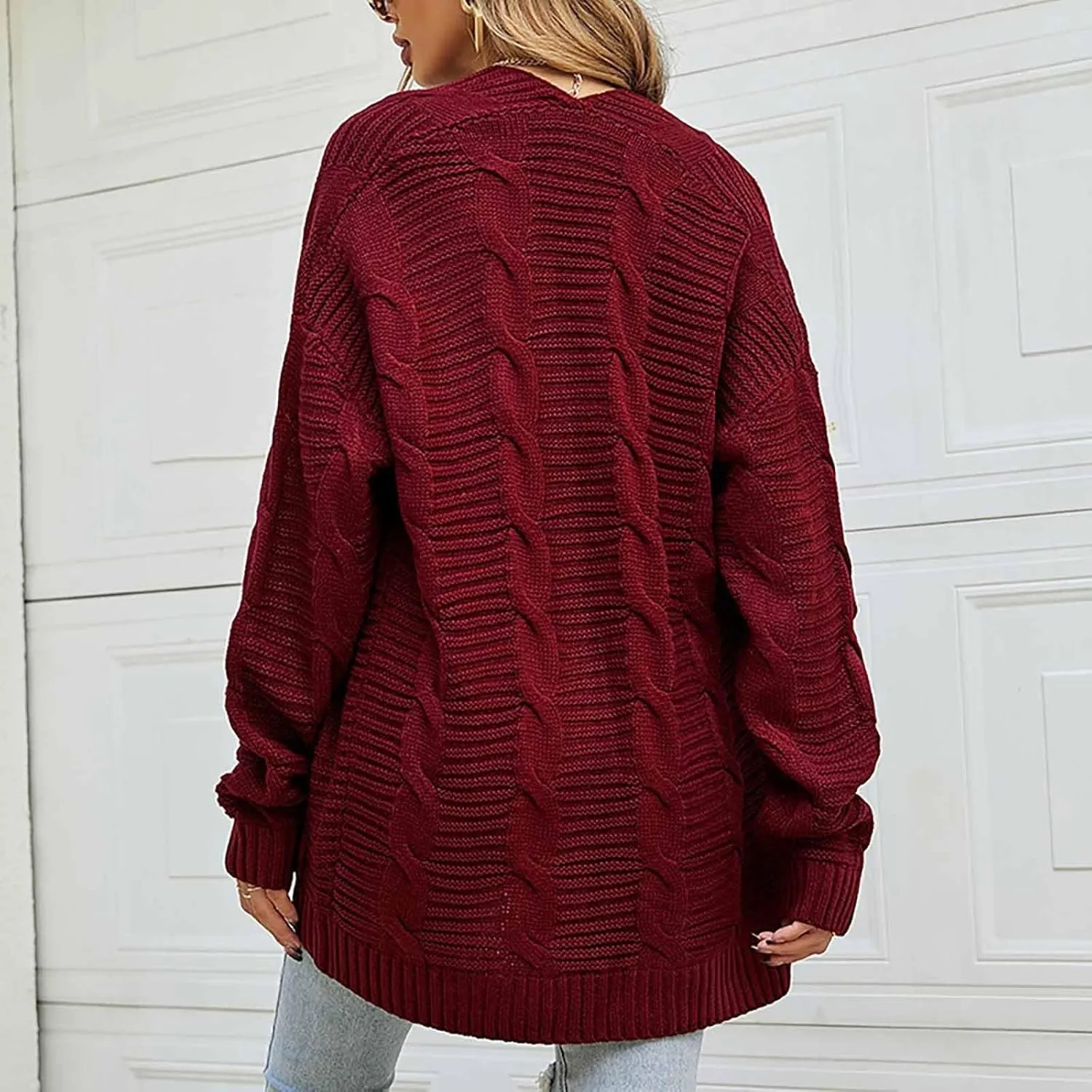 Cardigan Sweaters for Women Lightweight Long Sleeve Sweater with Pockets Solid Chunky Jackets Fall Winter