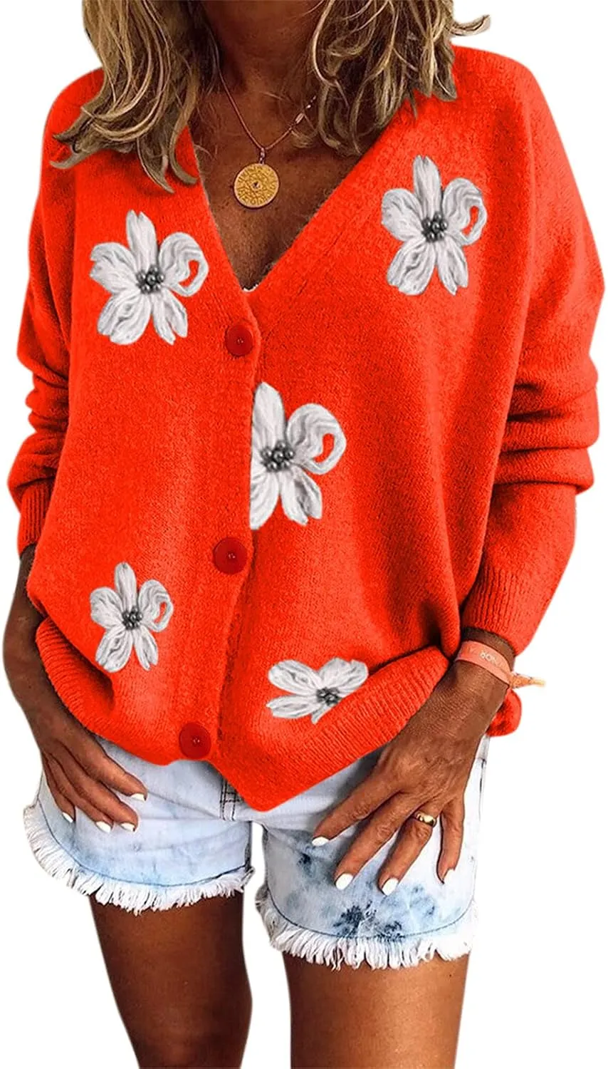 Cardigan Sweaters for Women Trendy Cute Xmas Sweaters Lightweight Long Sleeve Knit Sweater Casual Fall Cardigans