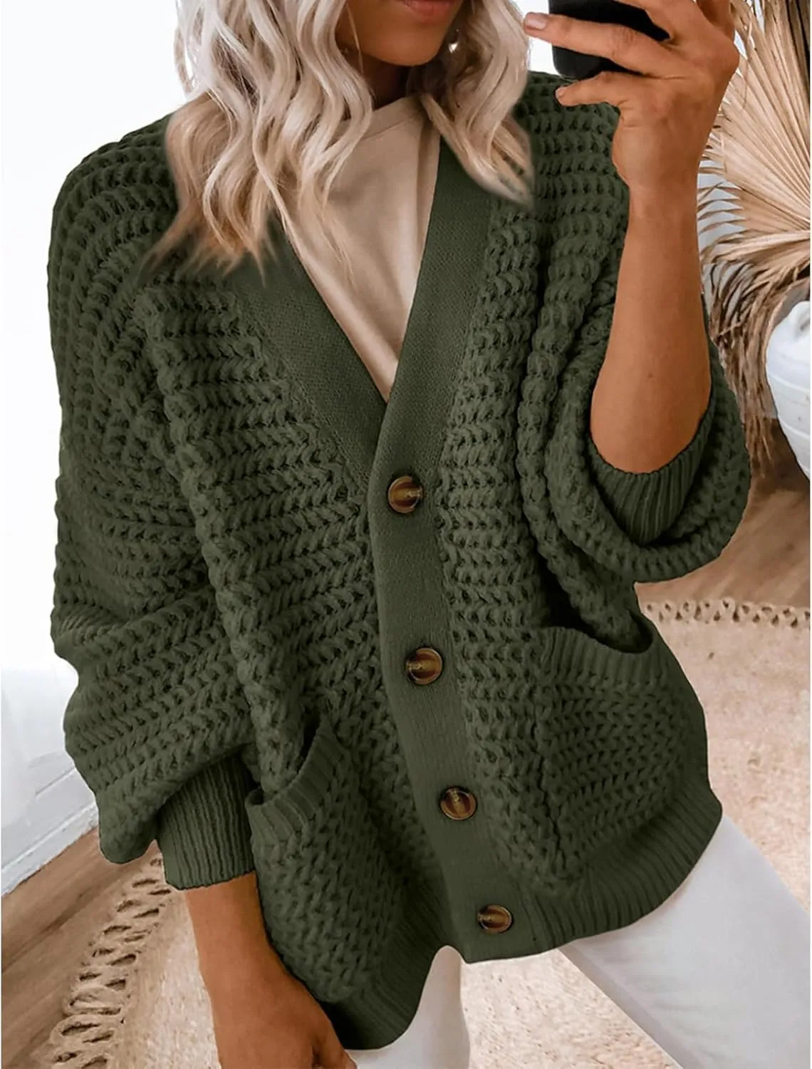 Cardigans for Women Trendy Chunky Knit Sweaters Button Down Long Sleeve Jackets Casual Winter Outwear Jumpers