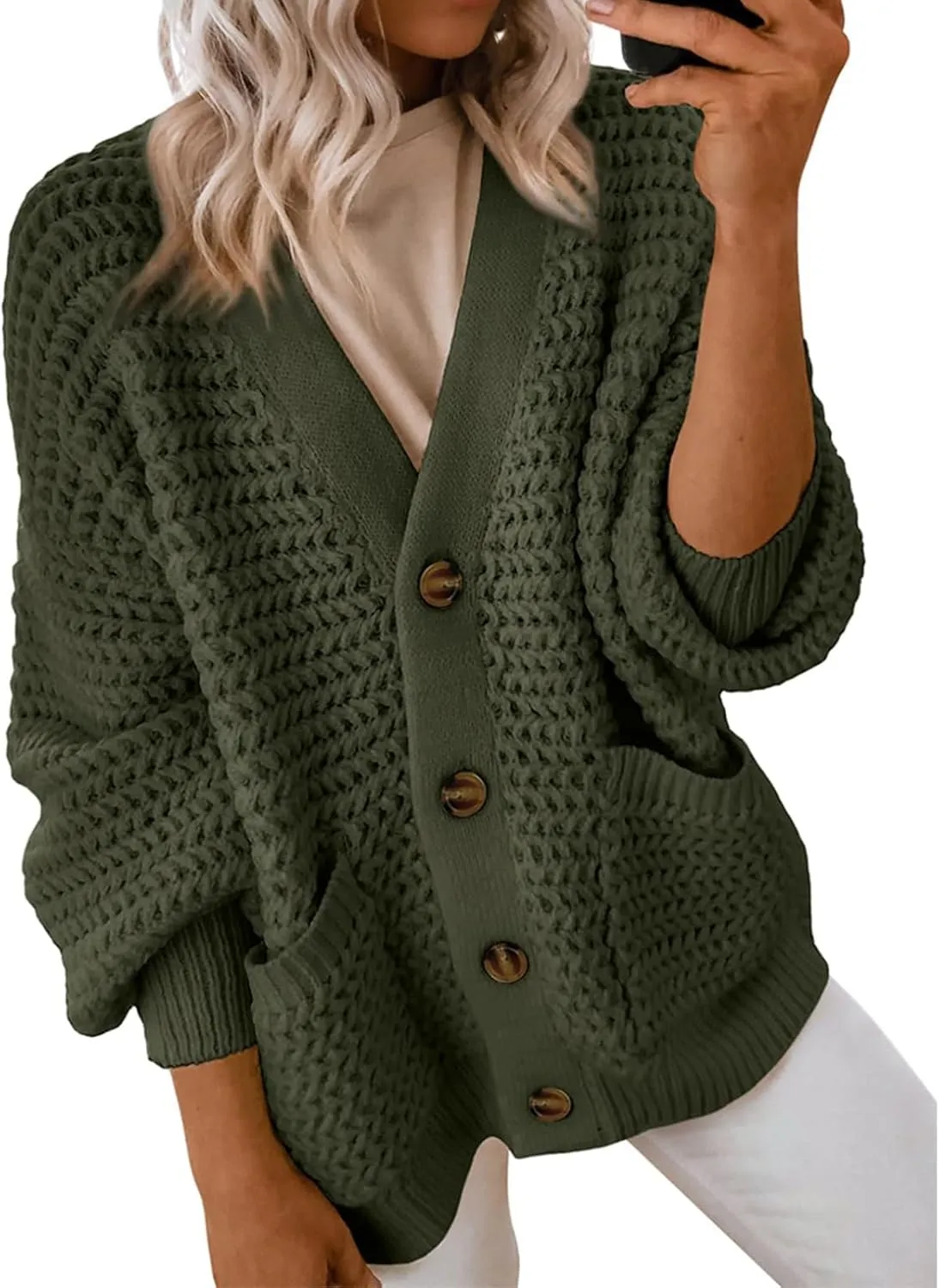 Cardigans for Women Trendy Chunky Knit Sweaters Button Down Long Sleeve Jackets Casual Winter Outwear Jumpers