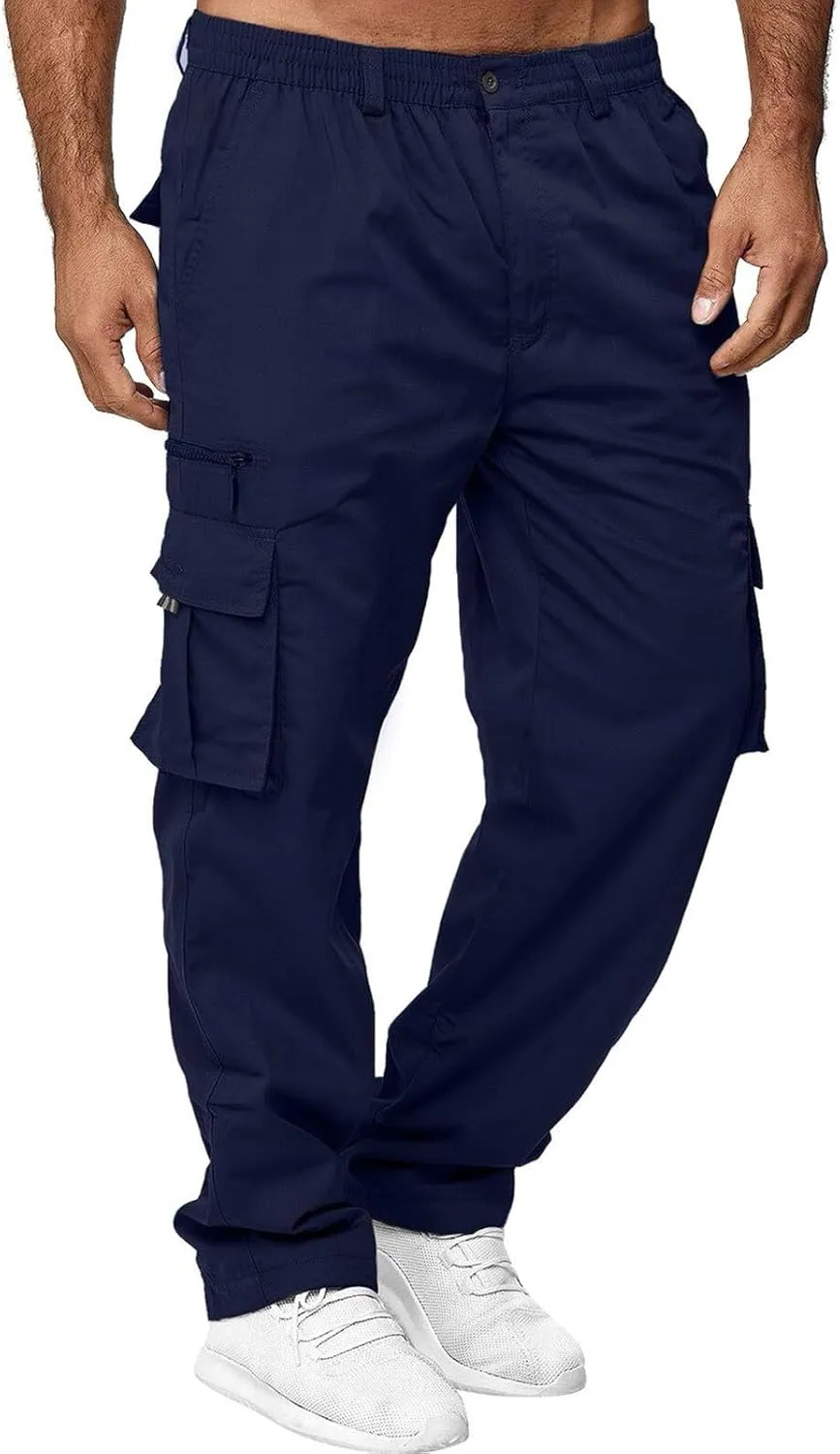 Cargo Jogger Pants for Mens Sweatpants Zipper Pocket Baggy Sweatpants Plus Size Black Military Pants Twill Pants