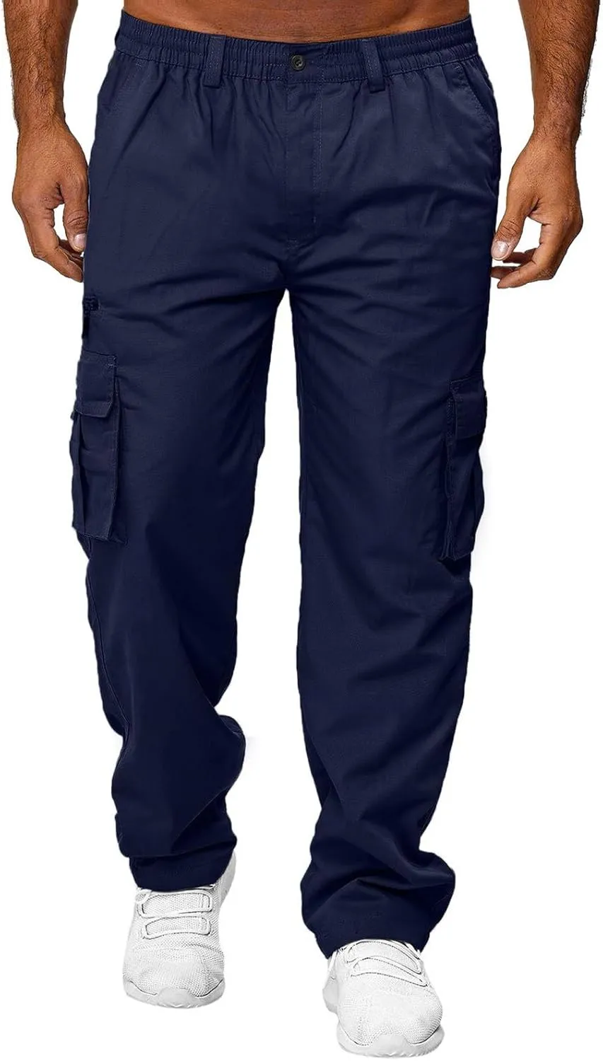 Cargo Jogger Pants for Mens Sweatpants Zipper Pocket Baggy Sweatpants Plus Size Black Military Pants Twill Pants