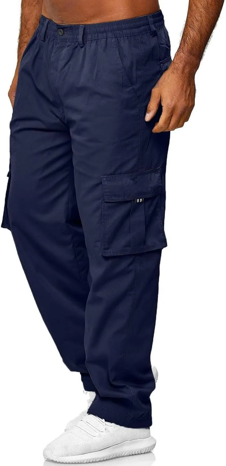 Cargo Jogger Pants for Mens Sweatpants Zipper Pocket Baggy Sweatpants Plus Size Black Military Pants Twill Pants