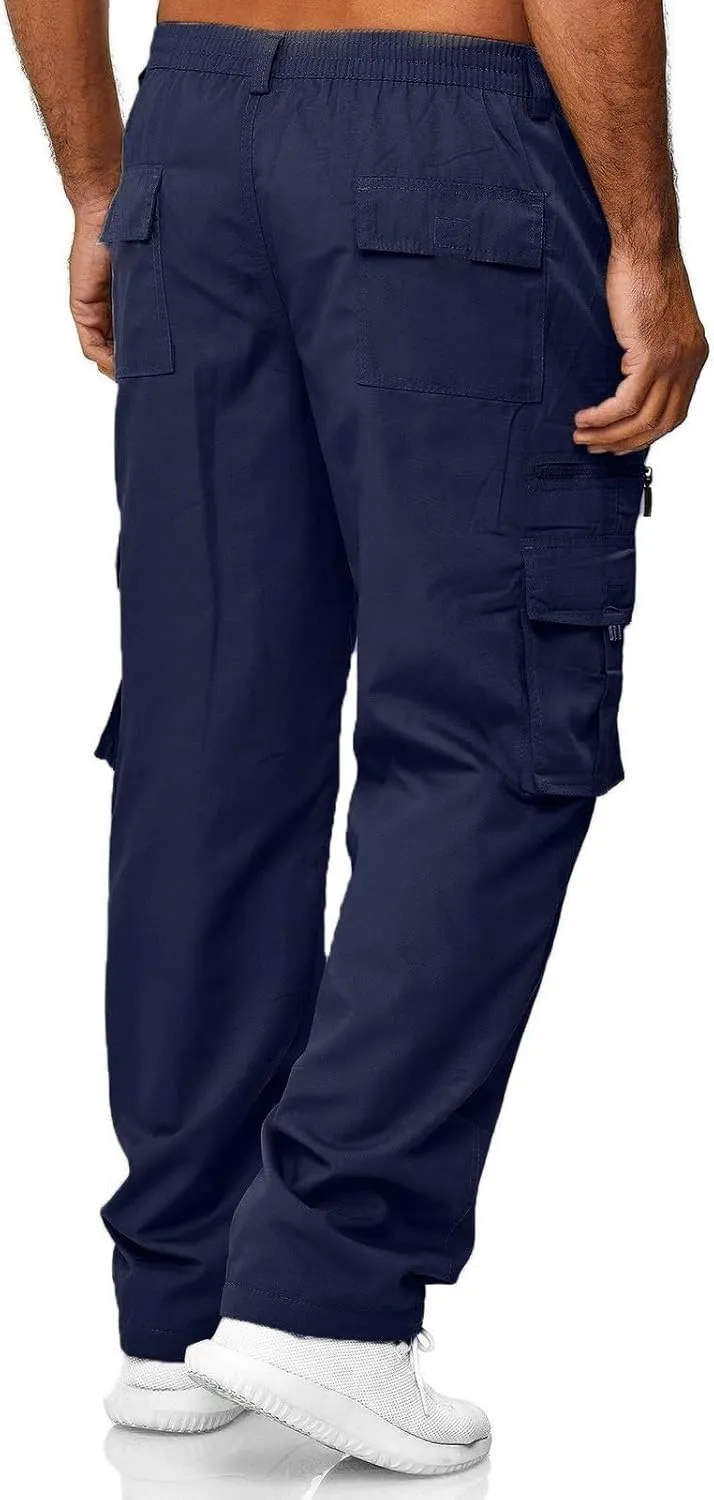 Cargo Jogger Pants for Mens Sweatpants Zipper Pocket Baggy Sweatpants Plus Size Black Military Pants Twill Pants