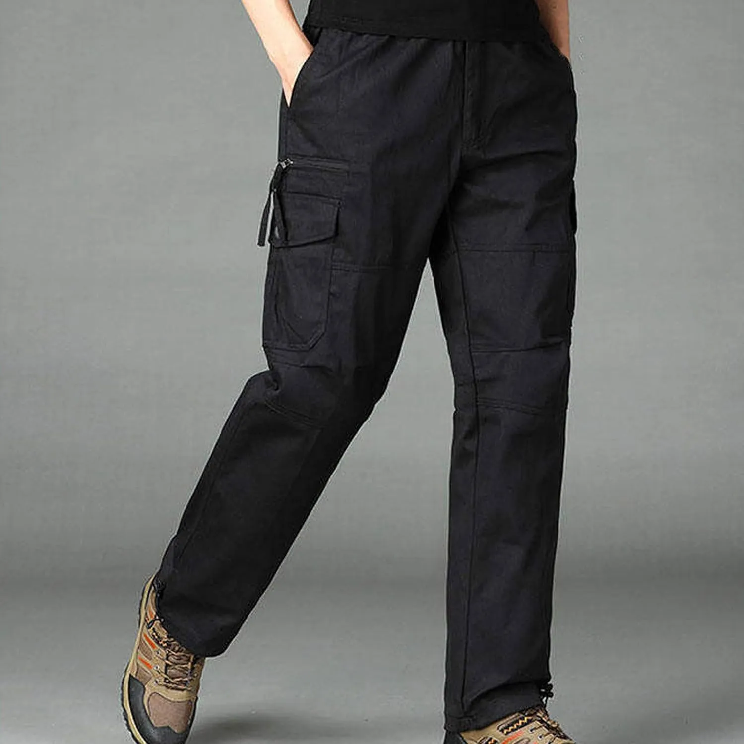 Cargo Pants for Men Baggy Multi Pockets Relaxed Fit Outdoor Hiking Pants Cotton Lightweight Drawstring Sweatpants