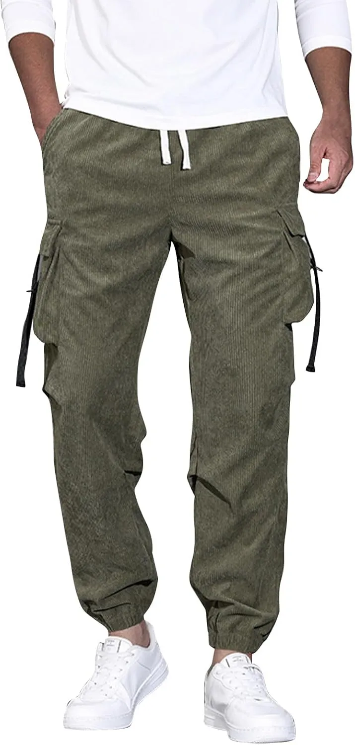 Cargo Pants for Men Casual Pantalones De Hombre Stretch Cargo Multi Pockets Hiking Work Joggers Relaxed Fit Trousers