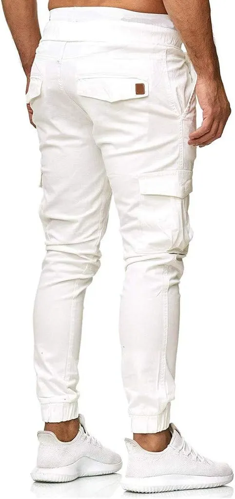 Cargo Pants for Men Relaxed Fit Cargo Sweatpants Stretch Elastic Waist Athletic Workout Jogger Pants Drawstring Sport