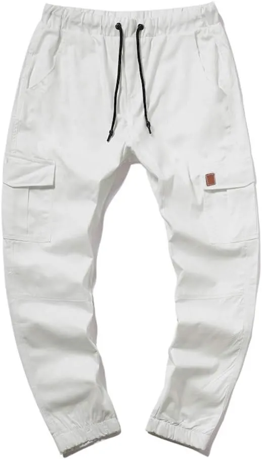 Cargo Pants for Men Relaxed Fit Cargo Sweatpants Stretch Elastic Waist Athletic Workout Jogger Pants Drawstring Sport