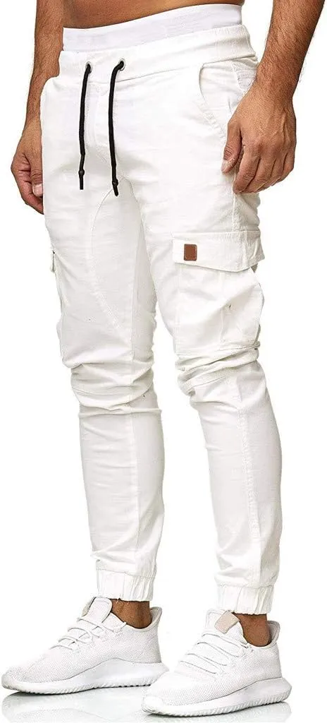 Cargo Pants for Men Relaxed Fit Cargo Sweatpants Stretch Elastic Waist Athletic Workout Jogger Pants Drawstring Sport