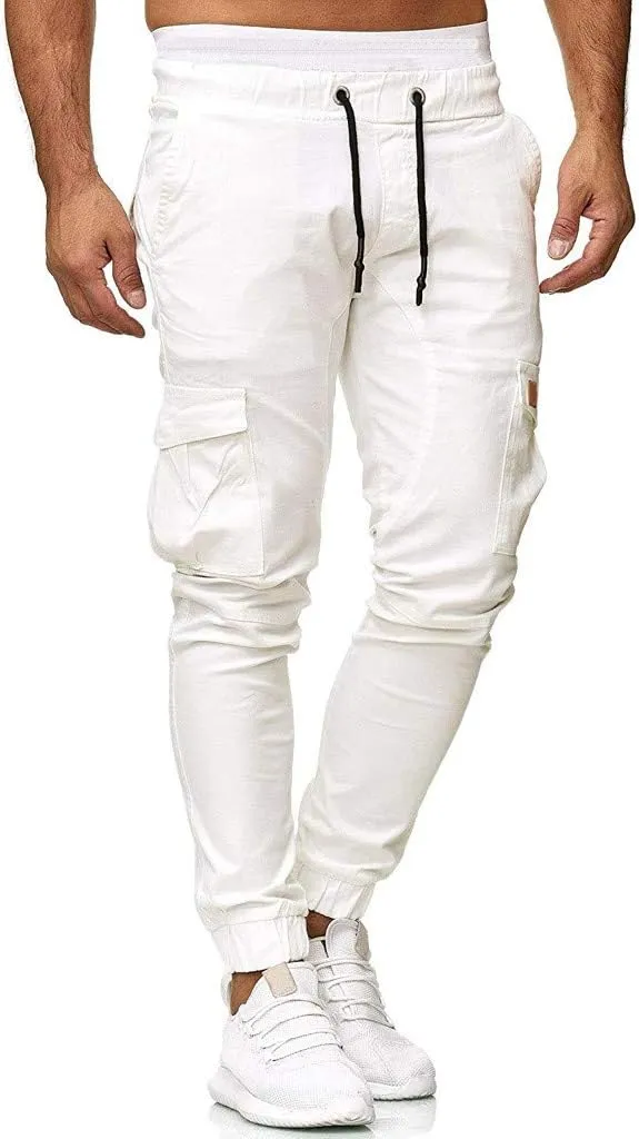 Cargo Pants for Men Relaxed Fit Cargo Sweatpants Stretch Elastic Waist Athletic Workout Jogger Pants Drawstring Sport