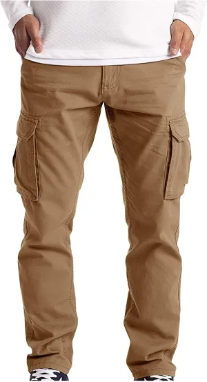 Cargo Pants for Men Relaxed Fit Pants Mens Cargo Sweatpants Heavyweight Fleece Jogger Pants Drawstring Sports Workout