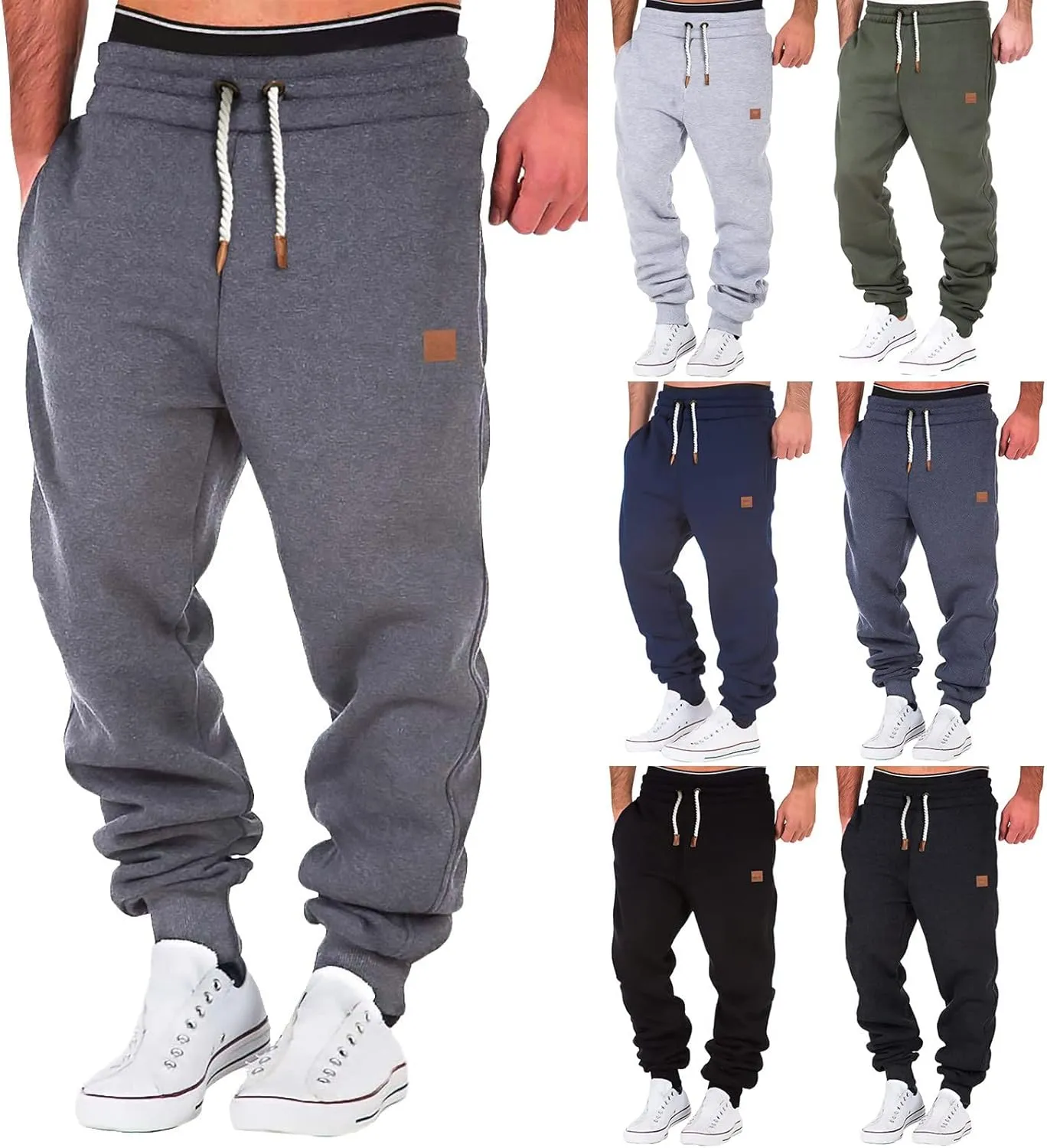 Cargo Sweatpants for Men Big and Tall with Zipper Fly Sweatpants for Men Lightweight Loose Fit Open Bottom Sweatpants