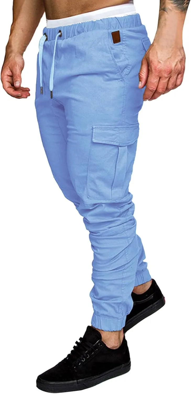 Cargo Sweatpants for Men Hiking Pants Sweatpants Men Men's Sweatpants Overalls Drawstring Multi Pocket Hiking Cotton