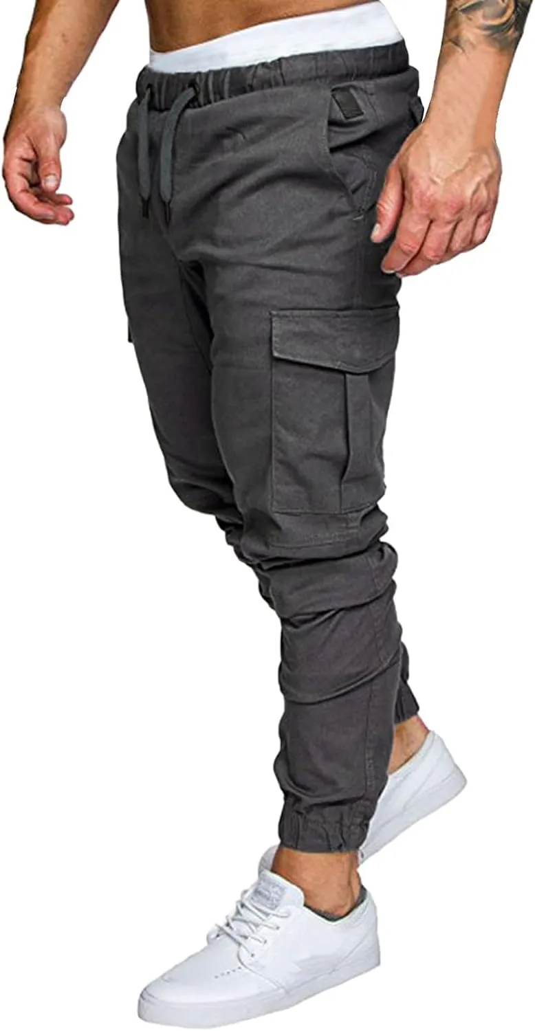 Cargo Sweatpants for Men Hiking Pants Sweatpants Men Men's Sweatpants Overalls Drawstring Multi Pocket Hiking Cotton
