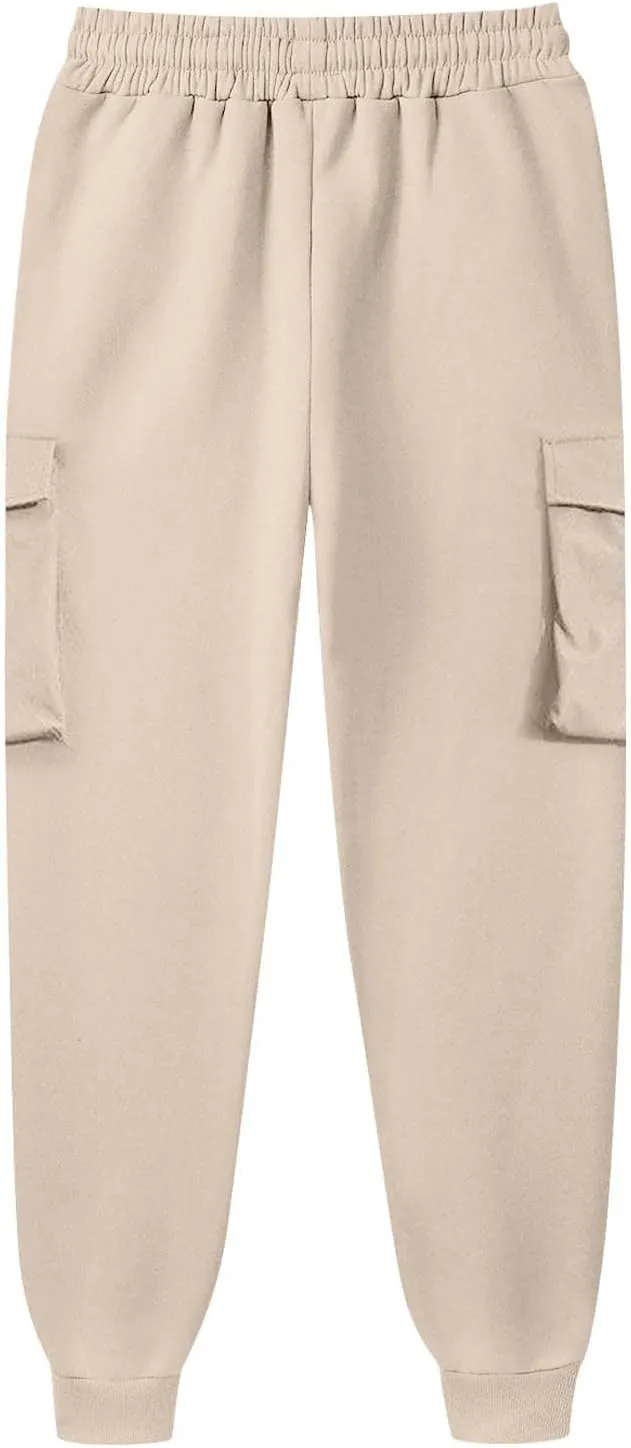 Cargo Sweatpants for Men Lightweight Drawstring Waist Joggers Multi Pocket Relaxed Fit Cinch Bottom Sweatpants