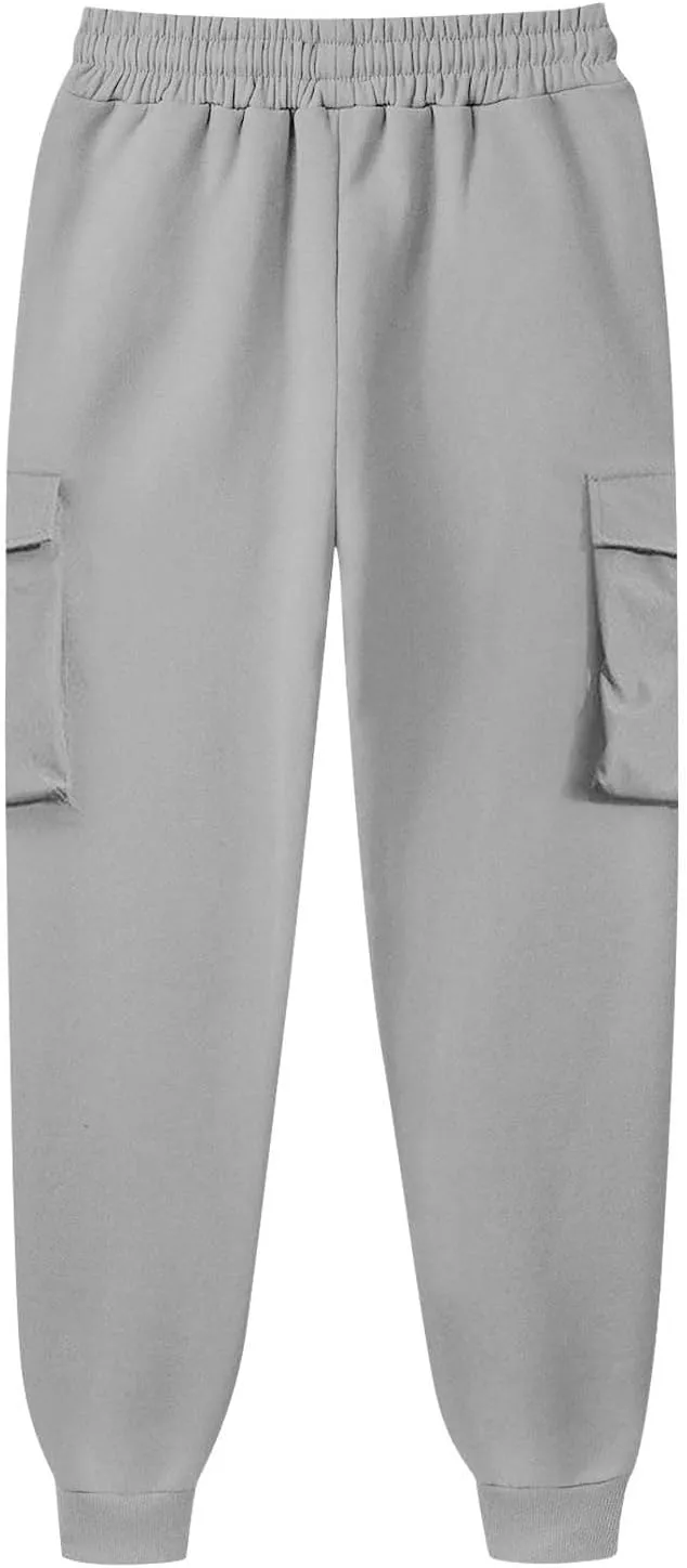 Cargo Sweatpants for Men Lightweight Drawstring Waist Joggers Multi Pocket Relaxed Fit Cinch Bottom Sweatpants