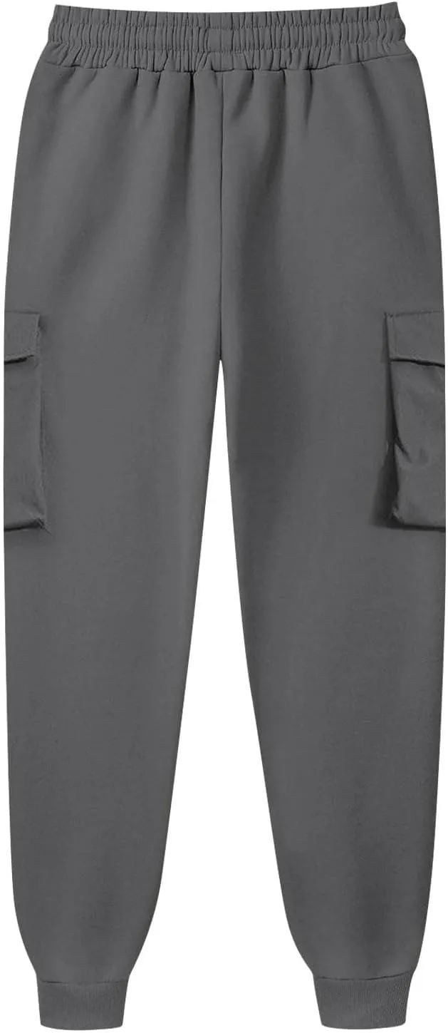 Cargo Sweatpants for Men Lightweight Drawstring Waist Joggers Multi Pocket Relaxed Fit Cinch Bottom Sweatpants
