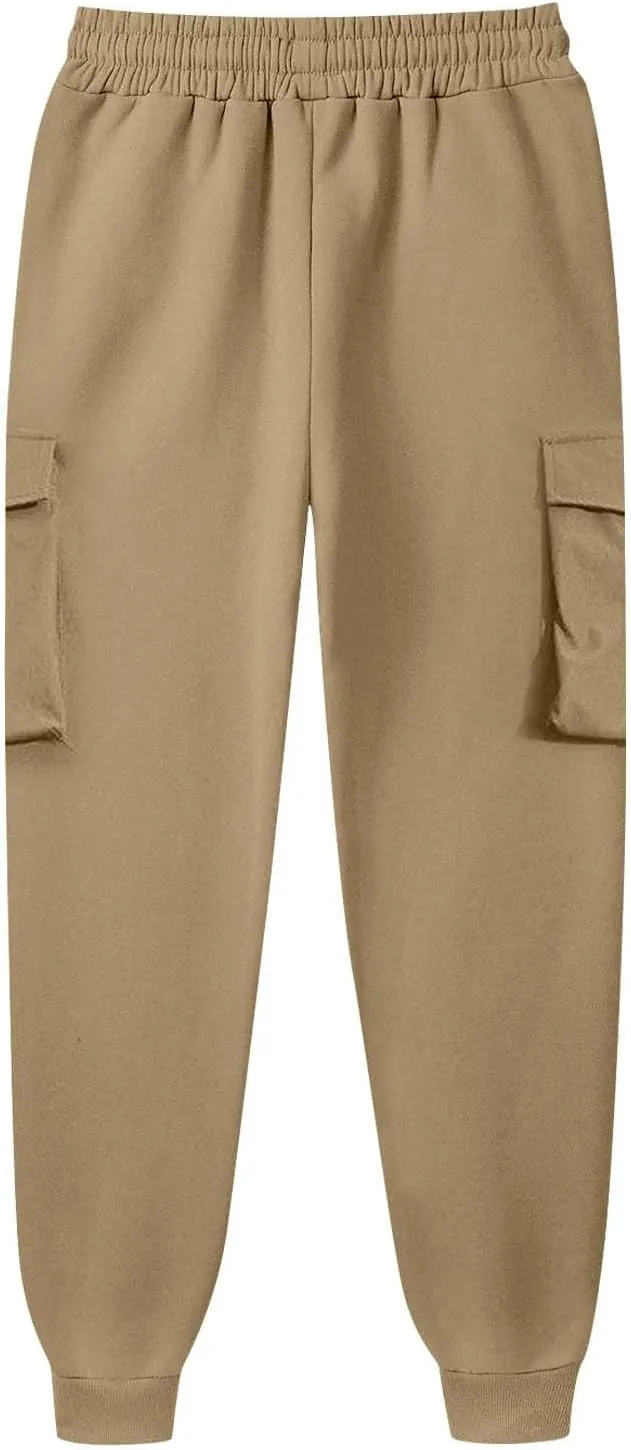 Cargo Sweatpants for Men Lightweight Drawstring Waist Joggers Multi Pocket Relaxed Fit Cinch Bottom Sweatpants