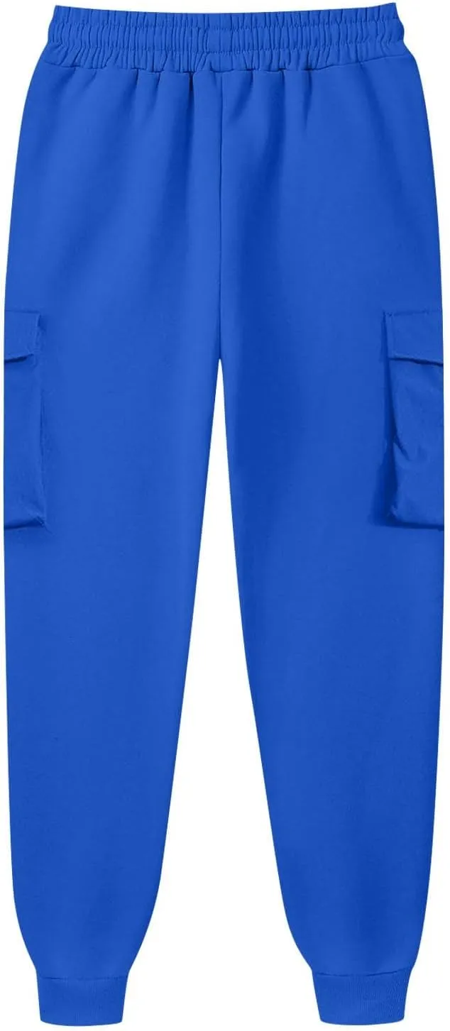 Cargo Sweatpants for Men Lightweight Drawstring Waist Joggers Multi Pocket Relaxed Fit Cinch Bottom Sweatpants