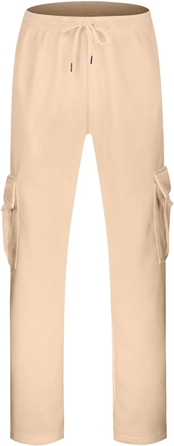 Cargo Sweatpants for Men Relaxed Fit Casual Solid Joggers Stretch Baggy Lightweight Classic Overalls with Pockets