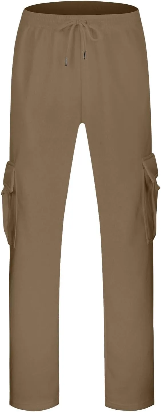 Cargo Sweatpants for Men Relaxed Fit Casual Solid Joggers Stretch Baggy Lightweight Classic Overalls with Pockets