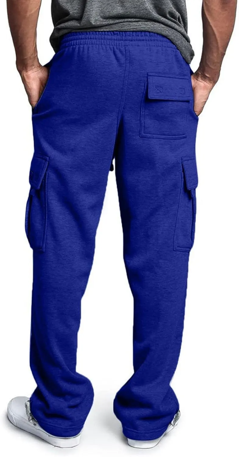 Cargo Sweatpants for Men Relaxed Fit Casual Solid Joggers Stretch Baggy Lightweight Classic Overalls with Pockets