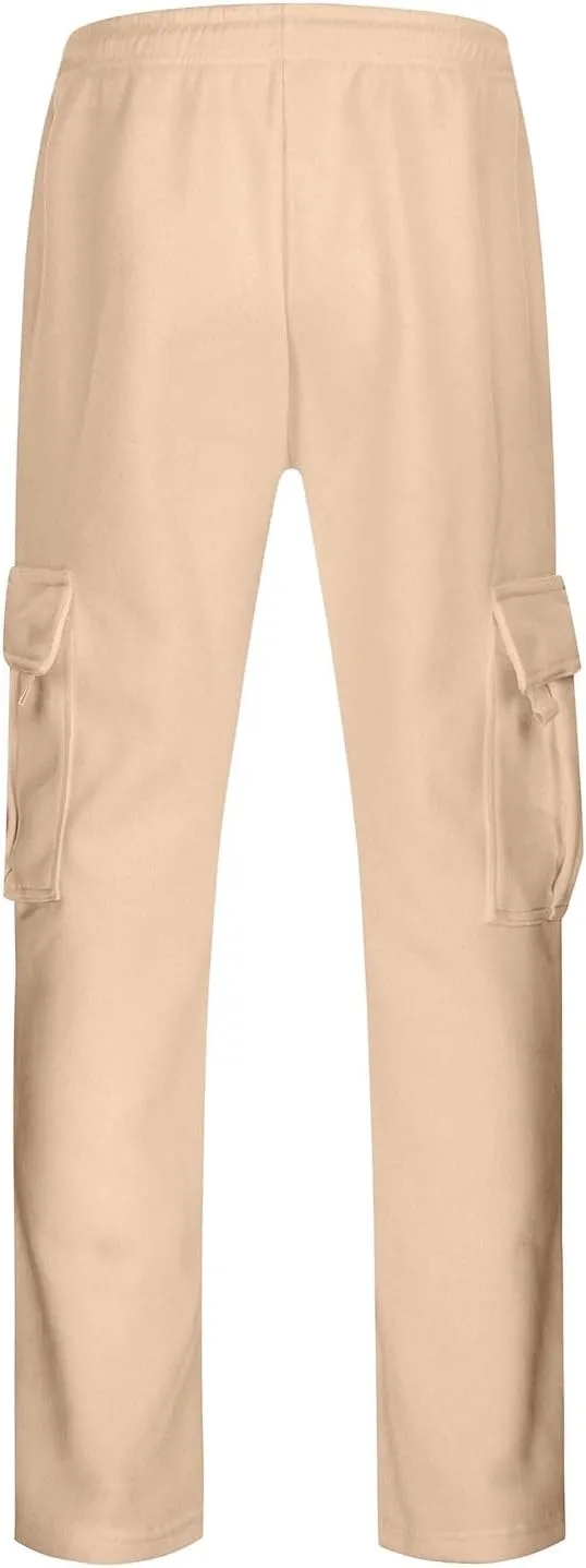 Cargo Sweatpants for Men Relaxed Fit Casual Solid Joggers Stretch Baggy Lightweight Classic Overalls with Pockets