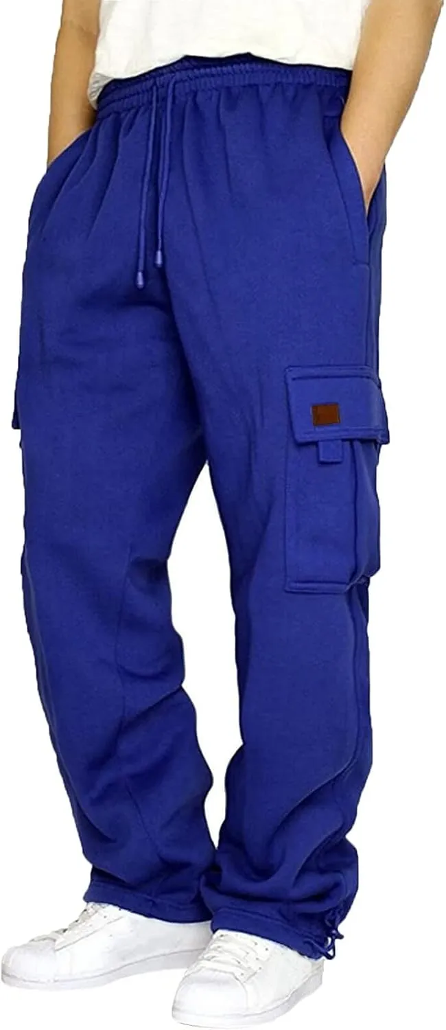 Cargo Sweatpants for Men Relaxed Fit Casual Solid Joggers Stretch Baggy Lightweight Classic Overalls with Pockets