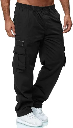 Cargo Sweatpants,Mens Relaxed Fit Cargo Pants Work Trousers Outdoor Casual Straight Sweatpants Sport Jogger Pants