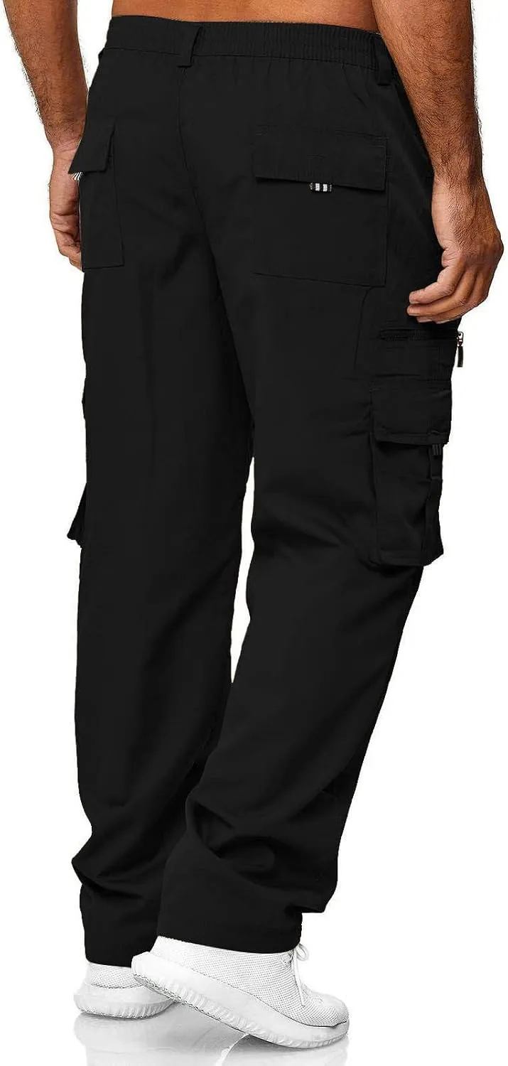 Cargo Sweatpants,Mens Relaxed Fit Cargo Pants Work Trousers Outdoor Casual Straight Sweatpants Sport Jogger Pants