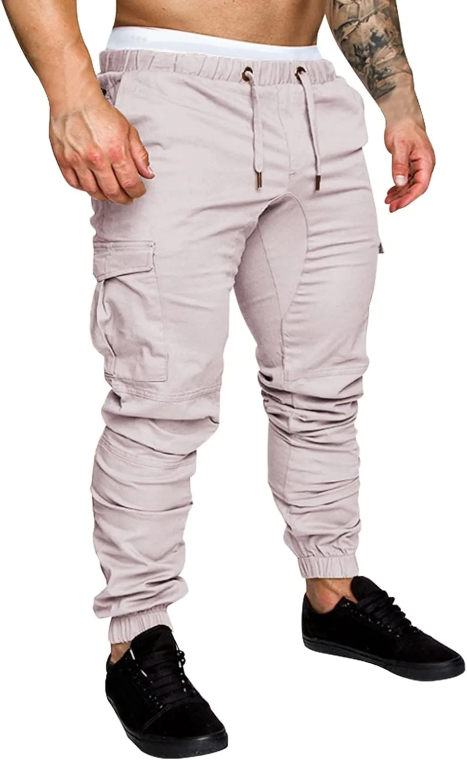 Cargo Trousers for Men Pants Men's Elastic Waist Drawstring Jogger Hiking Streetwear Cargo Pants with Pockets Men's