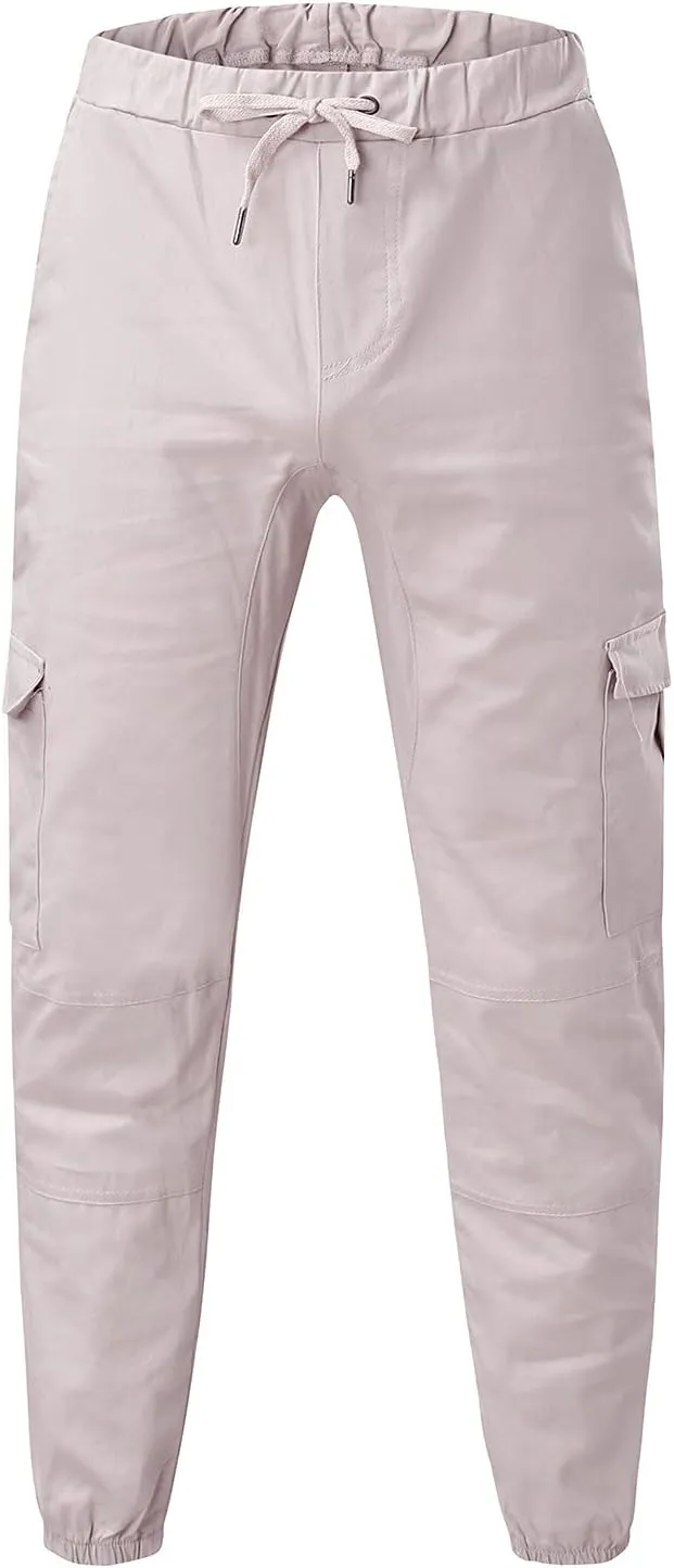 Cargo Trousers for Men Pants Men's Elastic Waist Drawstring Jogger Hiking Streetwear Cargo Pants with Pockets Men's