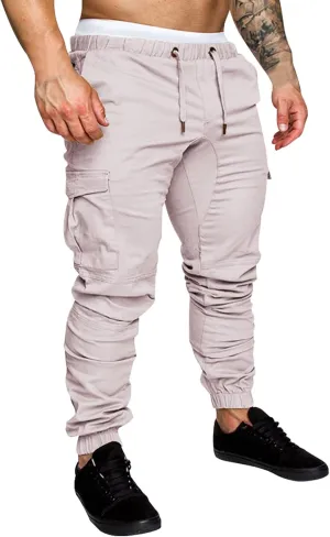 Cargo Trousers for Men Pants Men's Elastic Waist Drawstring Jogger Hiking Streetwear Cargo Pants with Pockets Men's