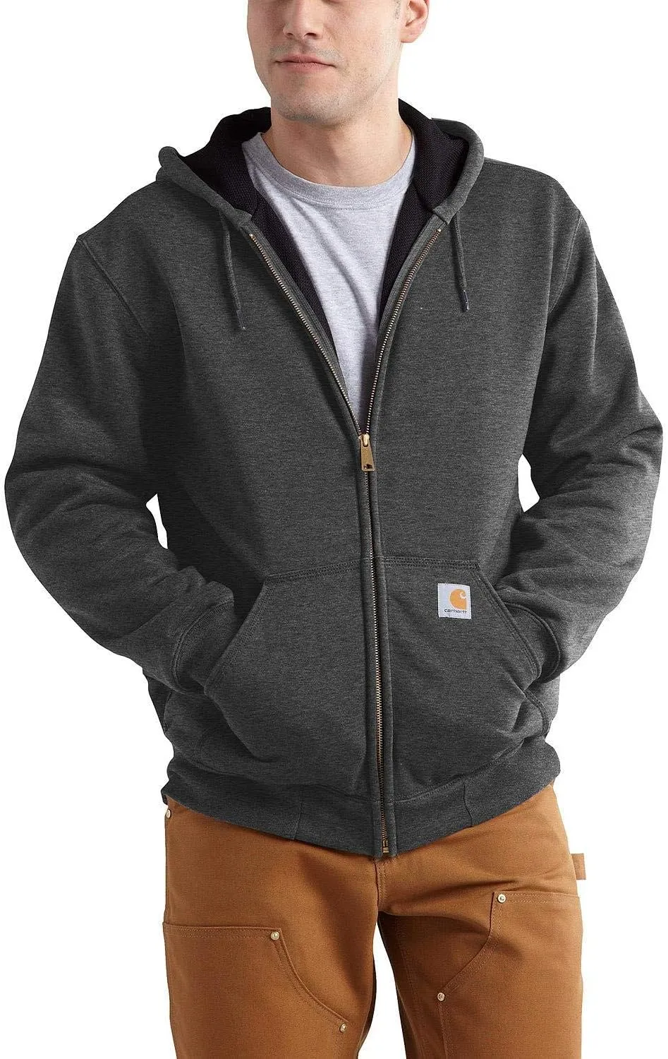 Carhartt Men's Rain Defender Rutland Thermal Lined Hooded Zip Front Sweatshirt