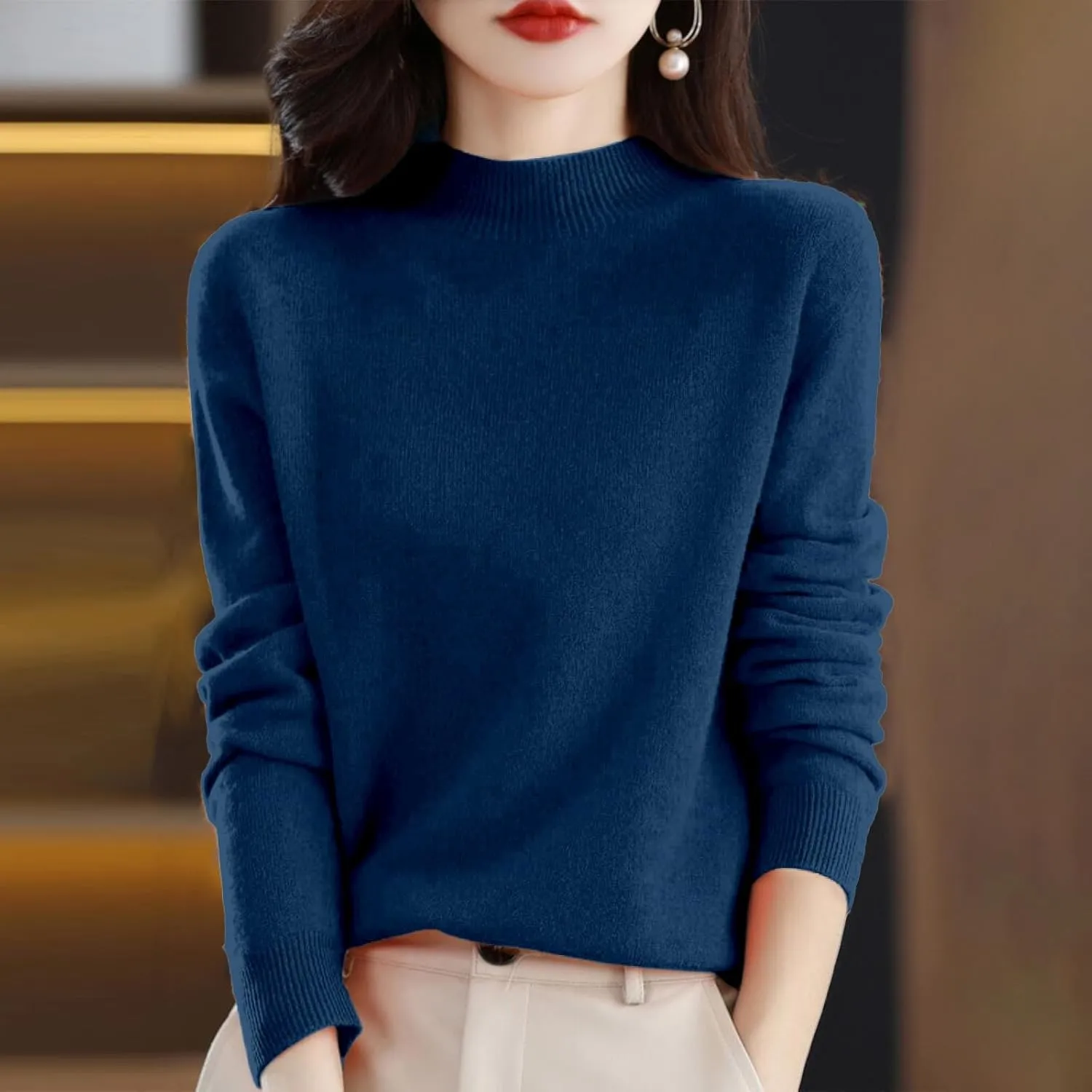 Cashmere Sweaters for Women Fashion Comfort Pullover Sweaters Casual Crewneck Sweater Dressy Long Sleeve Sweaters