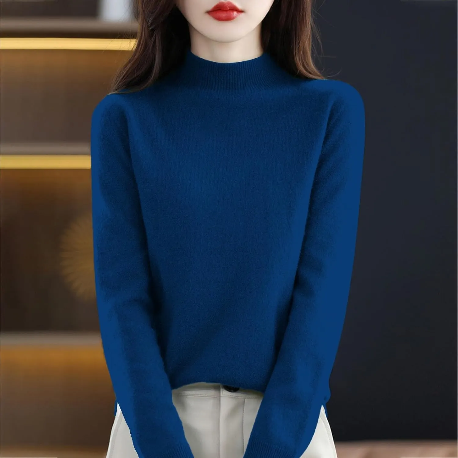 Cashmere Sweaters for Women Fashion Comfort Pullover Sweaters Casual Crewneck Sweater Dressy Long Sleeve Sweaters