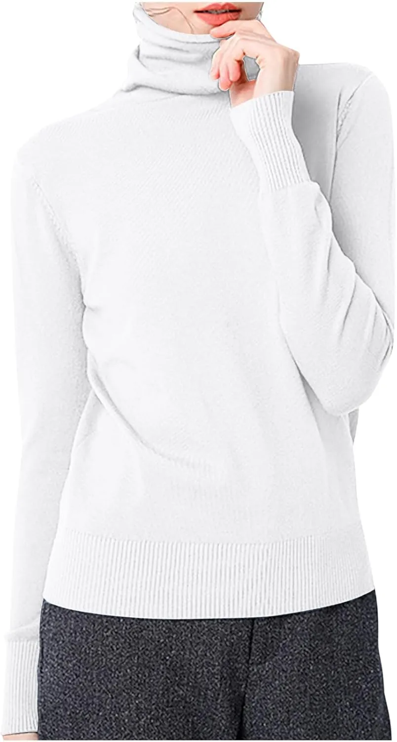 Cashmere Sweaters for Women Mock Turtleneck Long Sleeve Cable Knit Pullover Sweaters Plus Size Sweater Tops
