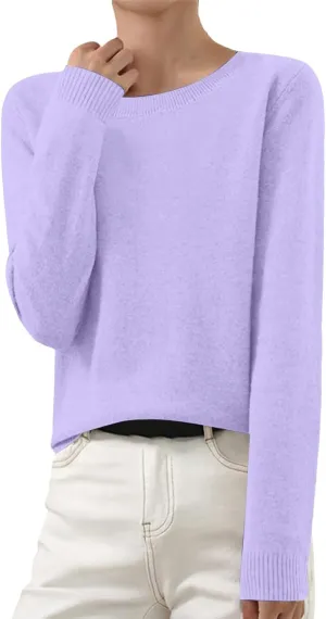 Cashmere Sweaters for Women Thin Lightweight Crewneck Sweaters Soft Wool Plain Crop Sweater Light Weight Sweaters