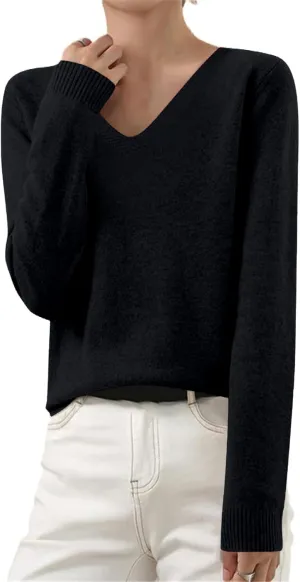 Cashmere Sweaters for Women Warm Cozy Soft Long Sleeve Tops Wool Knit Shirts Fall Spring Pullover