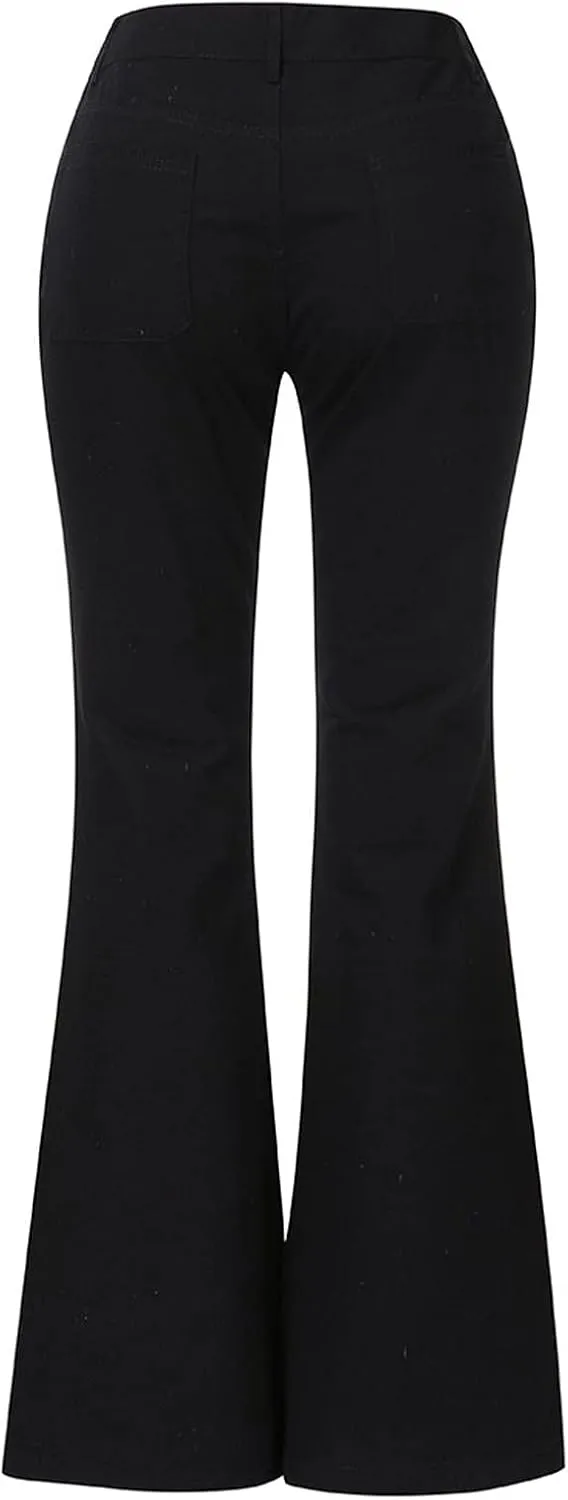 Cdiecer Flared Jeans Women Bell Bottom Jeans Button Closure Jeans Pants High Waisted Stretch Jeans Tummy Control Jeans Y2k