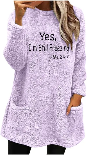 Ceboyel Womens Fleece Lined Sweatshirts Sherpa Fuzzy Sweater Long Sleeve Cute Tops Pullover Warm Winter Trendy Clothing